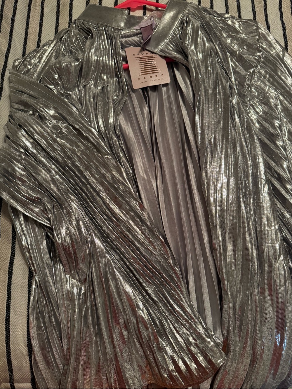 Savage X Fenty Metallic Silver Plisse Blazer